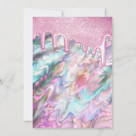 Invitation Parties scintillant perle Turquoise rose perle per (Dos)