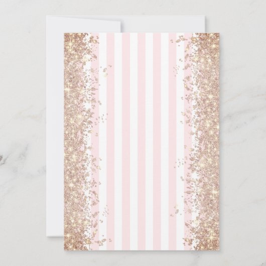 Invitation Parties scintillant Perles & Prosecco Pink StripeD (Dos)