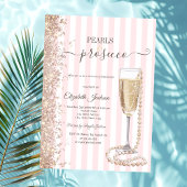 Invitation Parties scintillant Perles & Prosecco Pink StripeD