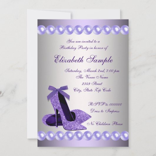 Invitation Parties scintillant Perles violet talons hauts Cha (Dos)