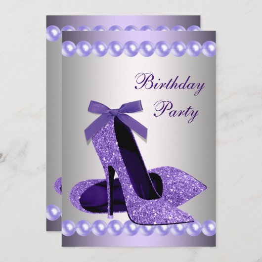 Invitation Parties scintillant Perles violet talons hauts Cha (Devant / Derrière)
