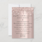 Invitation Parties scintillant pétillante Rose or élégant mar (Devant)