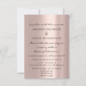 Invitation Parties scintillant pétillante Rose or mariage élé (Devant)