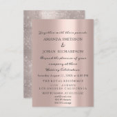 Invitation Parties scintillant pétillante Rose or mariage élé (Devant / Derrière)