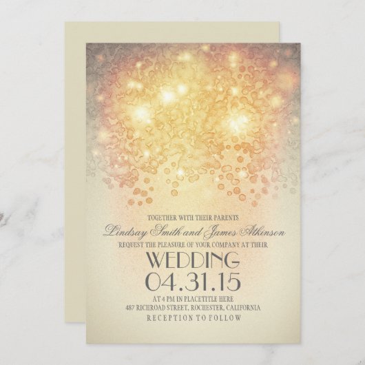 Invitation parties scintillant phares à cordes élégant mariag (Devant / Derrière)