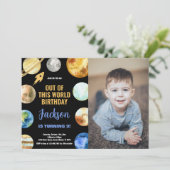 Invitation Parties scintillant photo Rocket Espace extra-atmo (Debout devant)