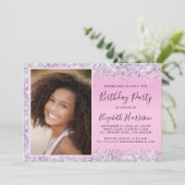 Invitation Parties scintillant Photo rose 15e anniversaire de (Debout devant)