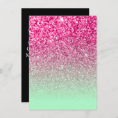 Invitation Parties scintillant photo rose chaud et Ombre vert (Devant / Derrière)