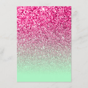Invitation Parties scintillant photo rose chaud et Ombre vert