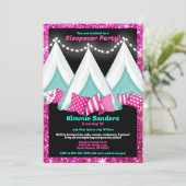 Invitation Parties scintillant Pink Blue Black Teepee Sleepov (Debout devant)