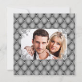 Invitation Parties scintillant pivotante florale argent quatr (Dos)