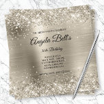 Invitation Parties scintillant Platine brillante Faux Brossé<br><div class="desc">Une invitation glamour monogrammée de 30ème anniversaire pour elle. Parties scintillant platine argentée brillante Faux avec étincelles contre une fausse image graphique en feuille de métal brossé. On peut customiser le monogramme de calligraphie noir et blanc au centre. Tous les éléments brillants et brillants de ce design girly moderne sont...</div>