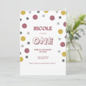 Invitation Parties scintillant Pois 1er anniversaire (Debout devant)