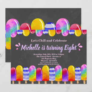 Invitation Parties scintillant Popsicle Anniversaire Été Pool
