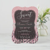 Invitation Parties scintillant poster de animal Chic Girly Ro (Debout devant)