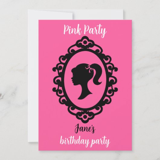 Invitation Parties scintillant Poupée Anniversaire rose Glam (Devant)