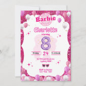 Invitation Parties scintillant Poupée Inspiré Anniversaire In (Devant)