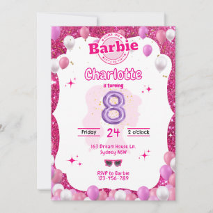 Invitation Parties scintillant Poupée Inspiré Anniversaire In