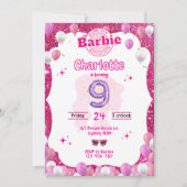 Invitation Parties scintillant Poupée Inspiré Anniversaire In (Devant)