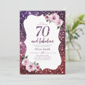 Invitation Parties scintillant pourpre bordeaux et 70e annive (Debout devant)