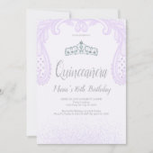 Invitation Parties scintillant pourpre & dentelle, Quinceañer (Devant)
