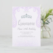 Invitation Parties scintillant pourpre & dentelle, Quinceañer (Debout devant)