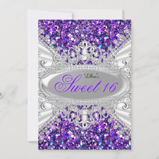 Invitation Parties scintillant pourpre et diamant Tiara Sweet (Devant)