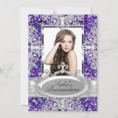 Invitation Parties scintillant pourpre et glamour diamant Qui (Devant)