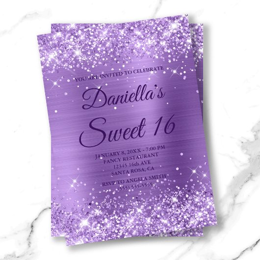Invitation Parties scintillant pourpre et huile douce 16