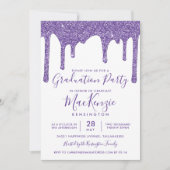 Invitation Parties scintillant pourpre étincelante gouttes de (Devant)
