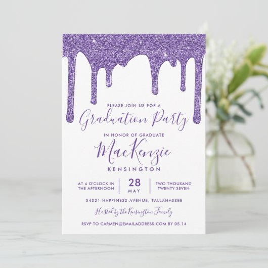 Invitation Parties scintillant pourpre étincelante gouttes de (Debout devant)