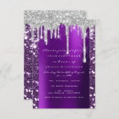 Invitation Parties scintillant pourpre Fête des mariées douce (Devant / Derrière)