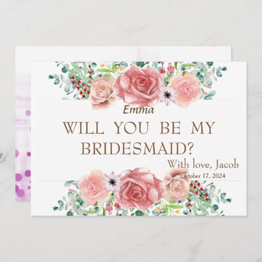 Invitation Parties scintillant Pourpre Serez-Vous Mon Invitat (Devant / Derrière)