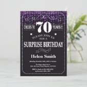 Invitation Parties scintillant pourpre Surprise 70e anniversa (Debout devant)