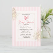 Invitation Parties scintillant Poussière Rose Bow Baby shower (Debout devant)