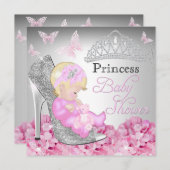 Invitation Parties scintillant Princess Chaussure Baby shower (Devant / Derrière)
