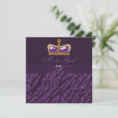 Invitation Parties scintillant Princess Crown, Heart & Zebra (Debout devant)