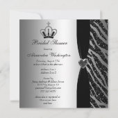 Invitation Parties scintillant Princess Crown & Zebra Fête de (Dos)