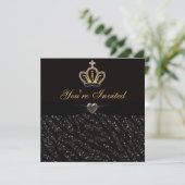 Invitation Parties scintillant princesse Crown, Heart & Zebra (Debout devant)