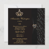 Invitation Parties scintillant princesse Crown, Heart & Zebra (Dos)