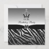 Invitation Parties scintillant princesse Crown Zebra 60e anni (Devant)