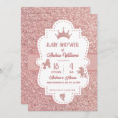 Invitation Parties scintillant princesse rose douce baby show (Devant / Derrière)