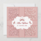 Invitation Parties scintillant princesse rose douce pétillant (Devant)