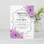 Invitation Parties scintillant Purple Floral Bridal Showweuse (Debout devant)