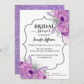 Invitation Parties scintillant Purple Floral Bridal Showweuse (Devant / Derrière)