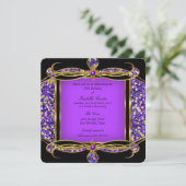 Invitation Parties scintillant Purple Gold Black fête d'anniv (Debout devant)
