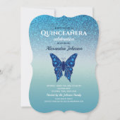 Invitation Parties scintillant Quinceanera Bleu (Devant)