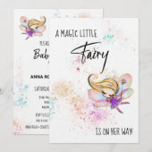 Invitation *~* Parties scintillant Rainbow Baby Fairy Shower  (Devant / Derrière)