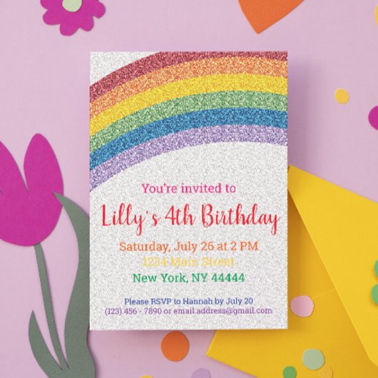 Invitation Parties scintillant Rainbow Party Invitation, Rain