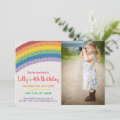 Invitation Parties scintillant Rainbow Party, photo d'anniver (Debout devant)